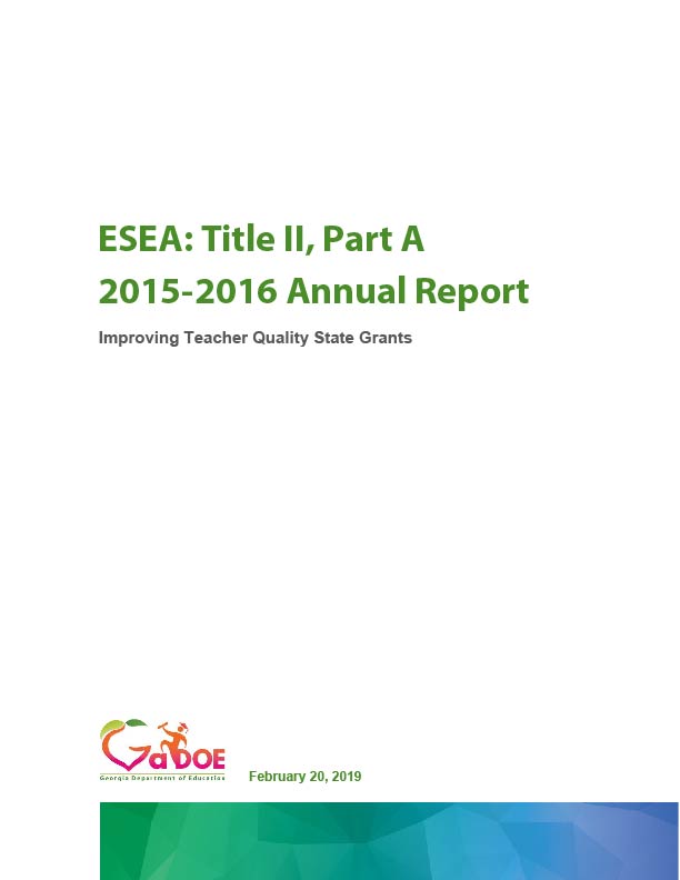 Cover page of 2015-2016 Title II, Part A Annual Report
