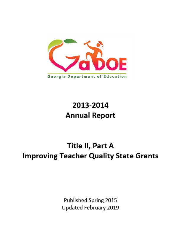 Cover page 2013-2014 Title II, Part A Annual Report