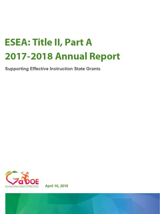 Cover page 2017-2018 Title II, Part A Annual Report