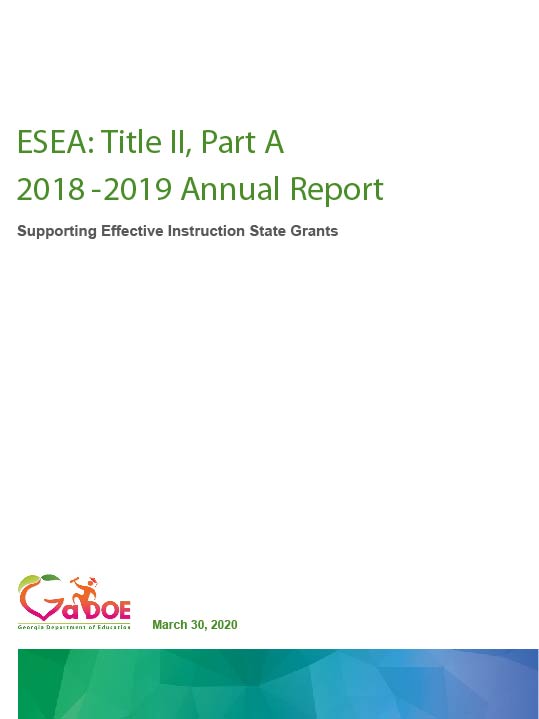 Cover page 2018-2019 Title II, Part A Annual Report